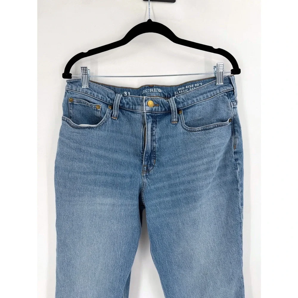 J.Crew Mid-Rise 90s Classic Straight Jeans Womens 31 Blue Pheasant Wash Retro - Picture 7 of 13